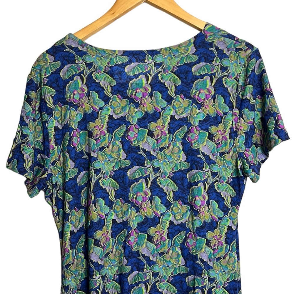 Blue Floral V-Neck Wrap Dress - Women - Picture 6 of 11